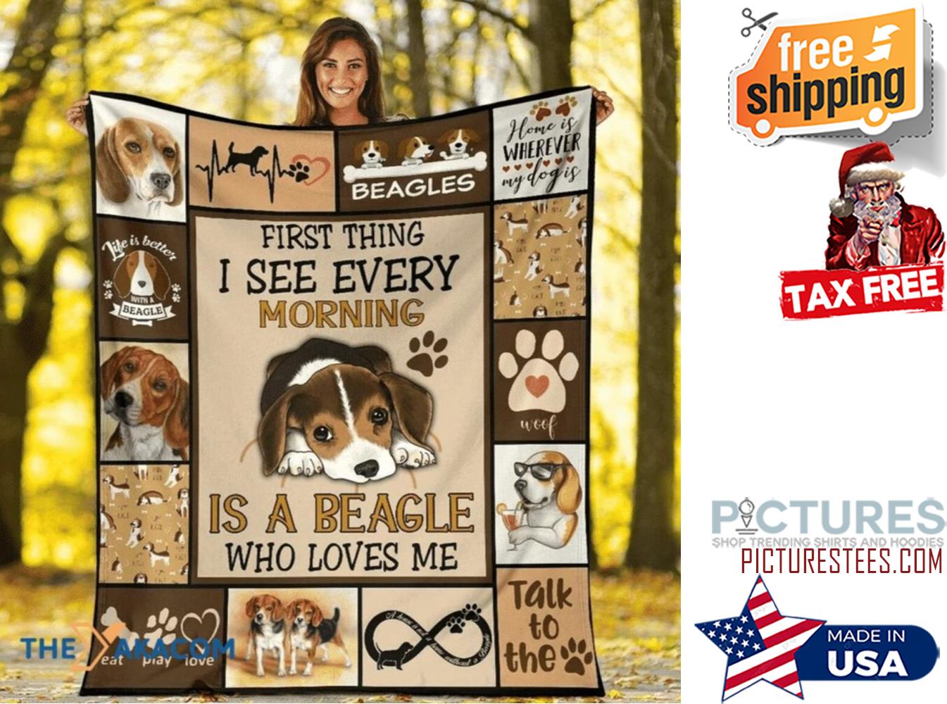 Firsthing I See Every Morning Beagle Dog Who Loves Me Blanket