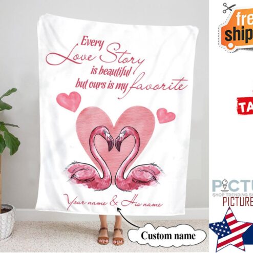 Flamingo Couple Love Story Blanket, Blanket For New Couple, Blanket For Girlfriend, Boyfriend, Blanket