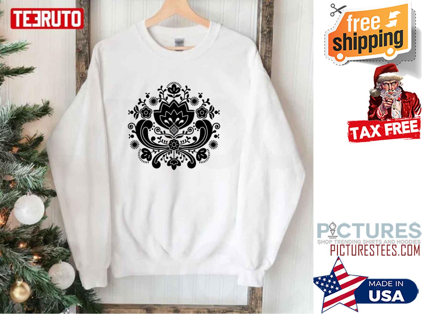 Floral Folk Art Scandinavian Norwegian Rosemaling Sweatshirt