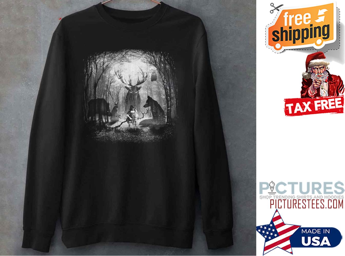 Fox Wolf Deer And Forest Cello Music Sweatshirt