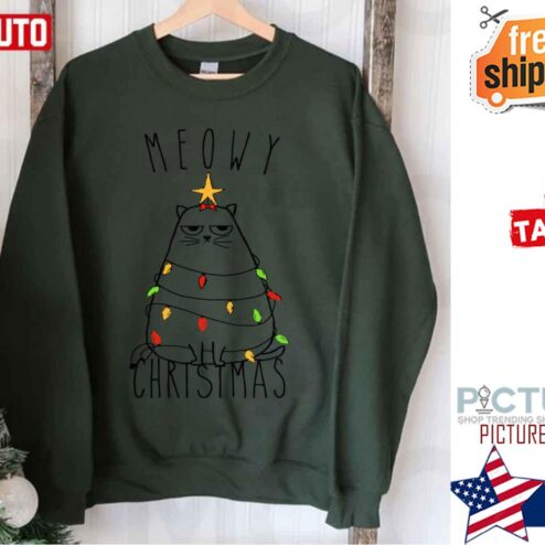 Funny Cat Meowy Christmas Shirt