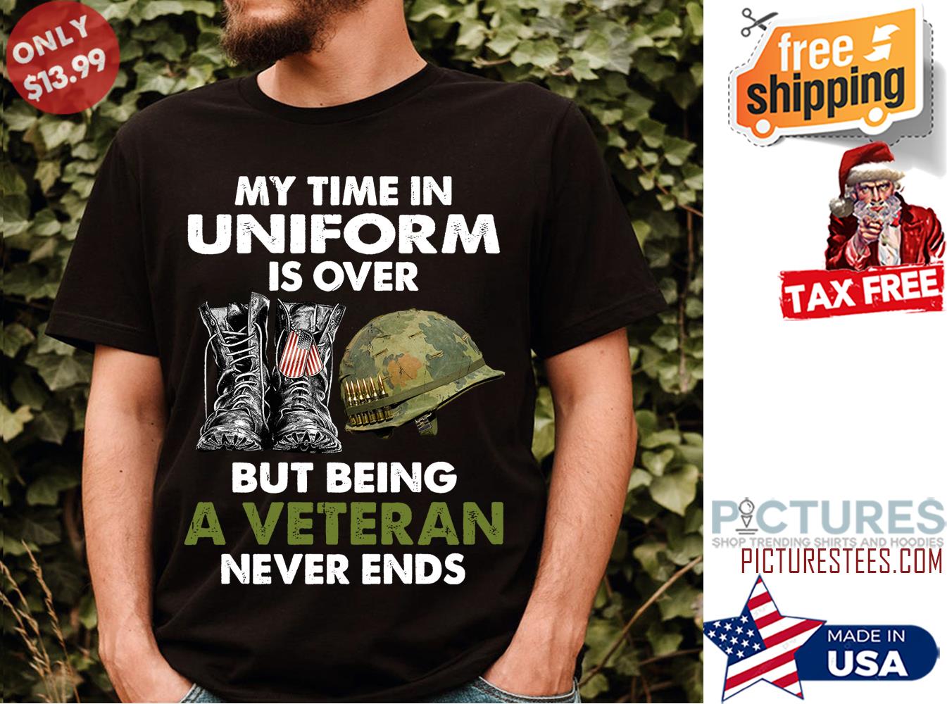 Funny my time in uniform is over but being a veteran never ends vintage shirt