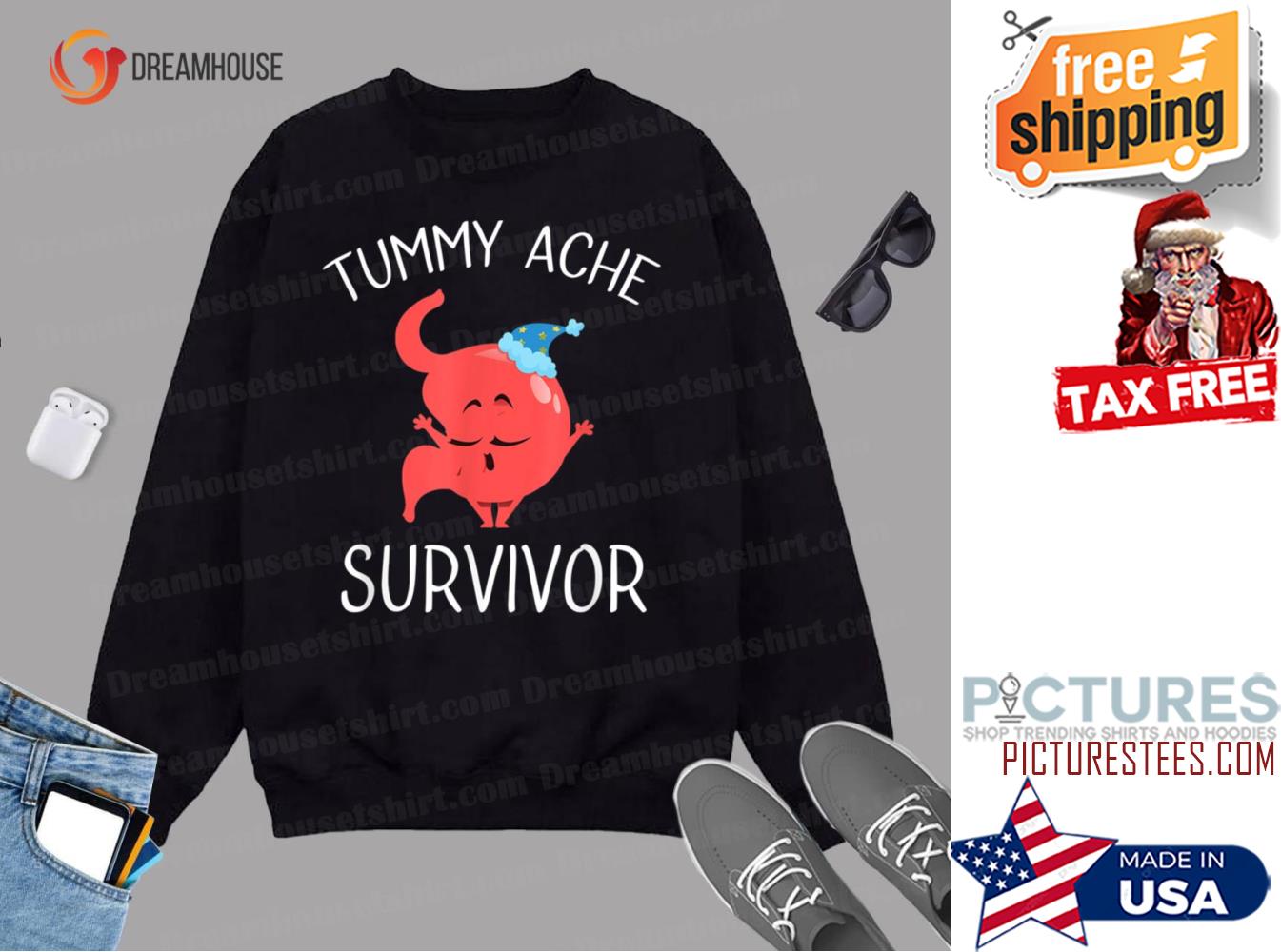 FREE shipping Funny Tummy Ache Survivor shirt Unisex tee hoodie