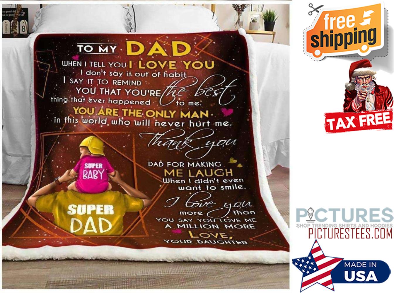 Gift For Dad And Daughter Super Dad Super Baby Dad For Marking Blanket