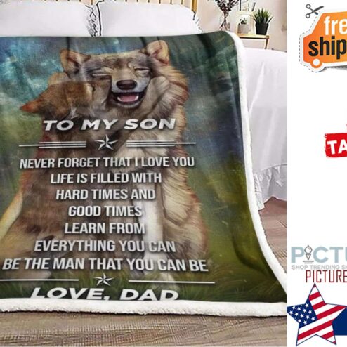 Gift For Dad And Son Wolf Love Dad Blanket