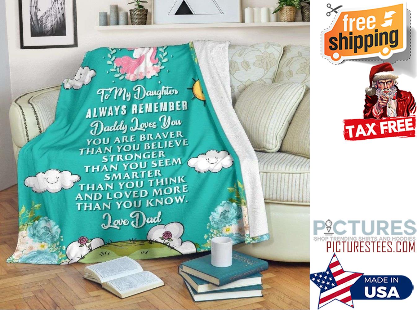 Gift For Dad Cute Unicorn Daughter Remember Daddy Loves You Blanket