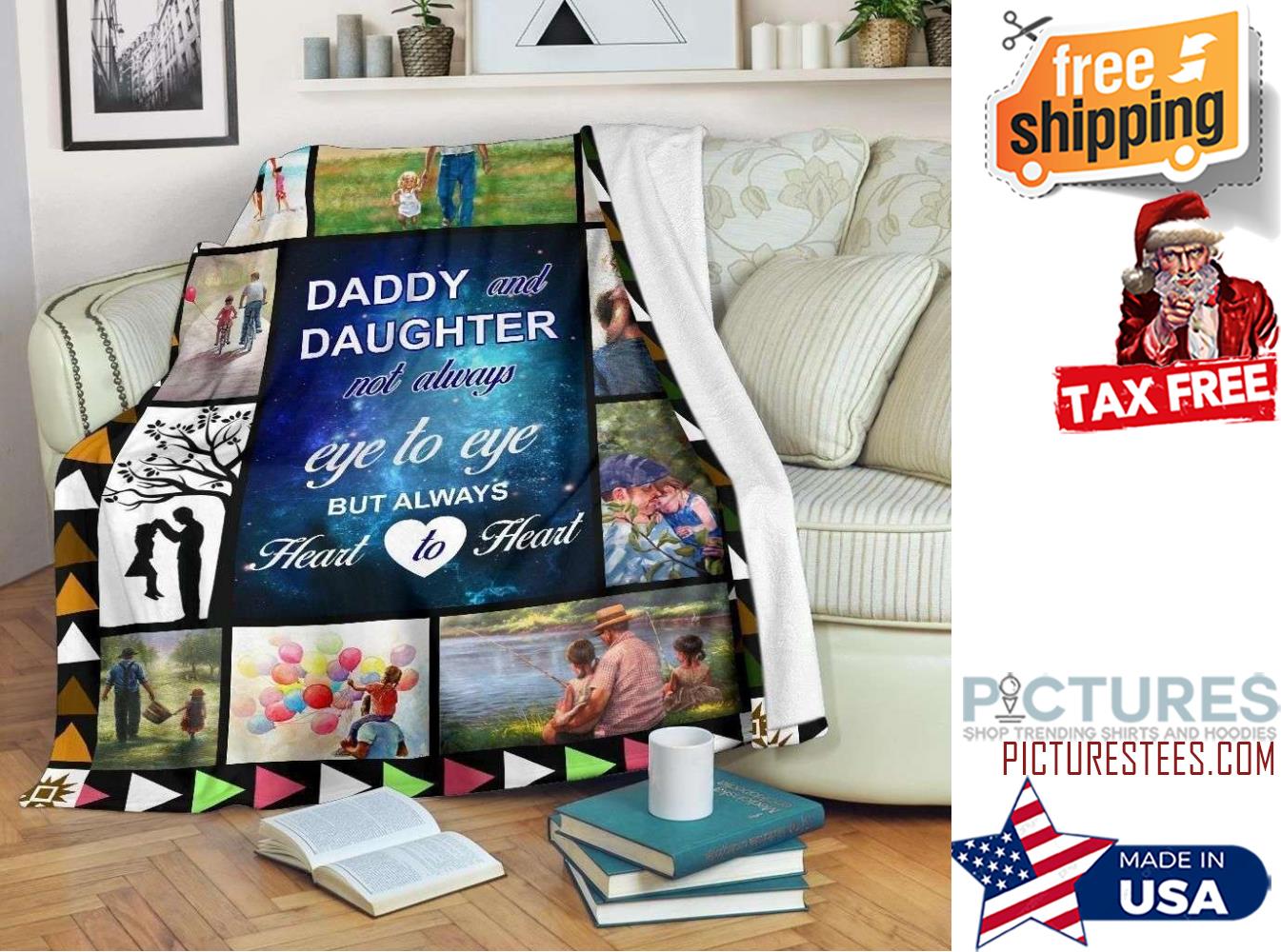 Gift For Dad Daddy And Daughter Hearto Heart Blanket