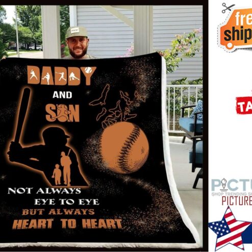 Gift For Dad Daddy And Son Baseball Blanket