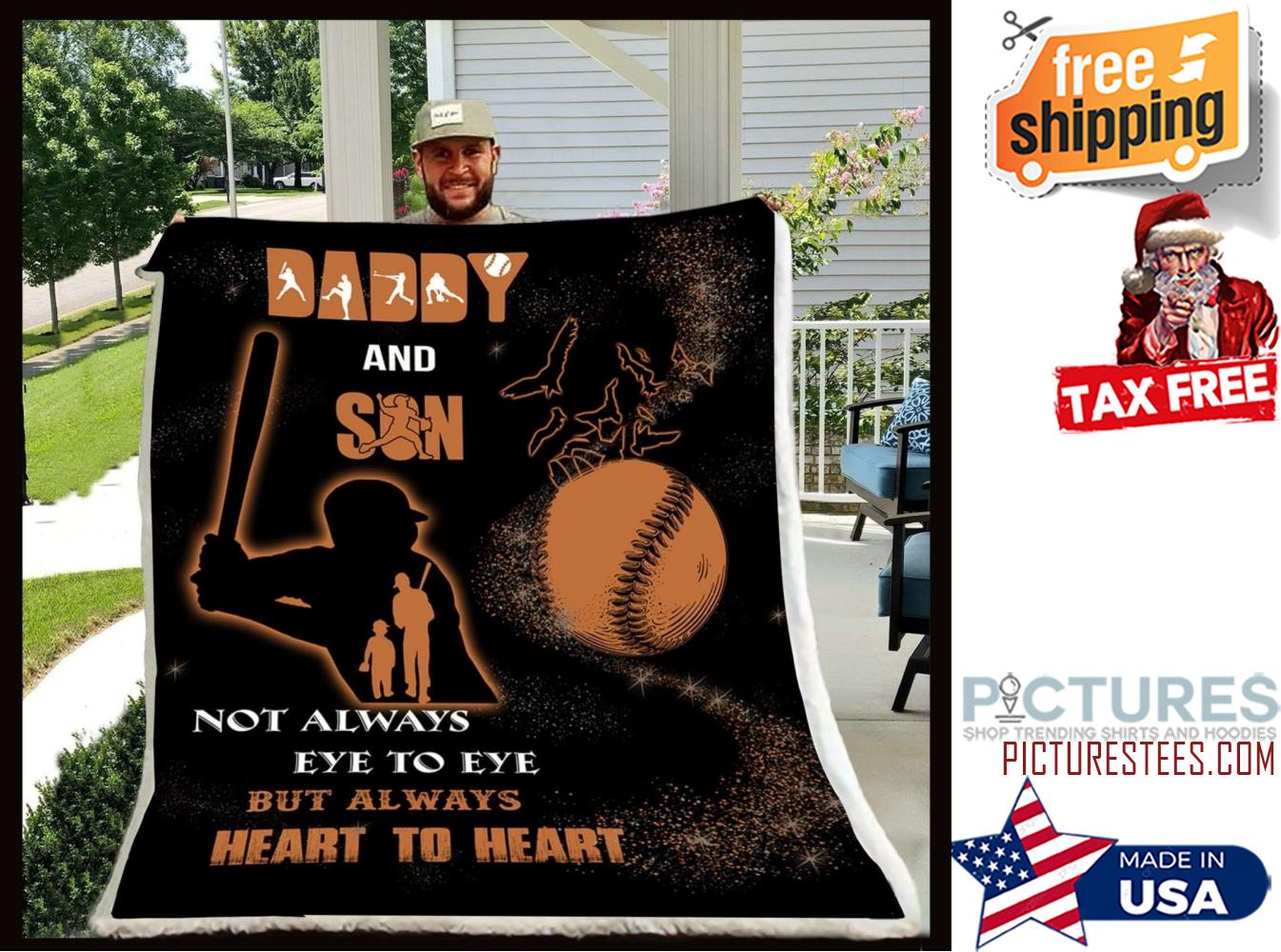 Gift For Dad Daddy And Son Baseball Blanket