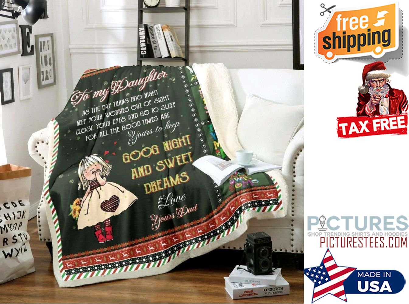 Gift For Dado Daughter Good Night And Sweet Dreams Blanket