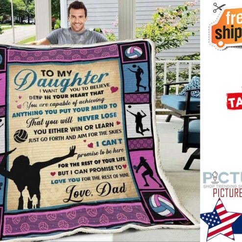 Gift For Dado Daughter Volleyball You Either Win Or Learn Blanket