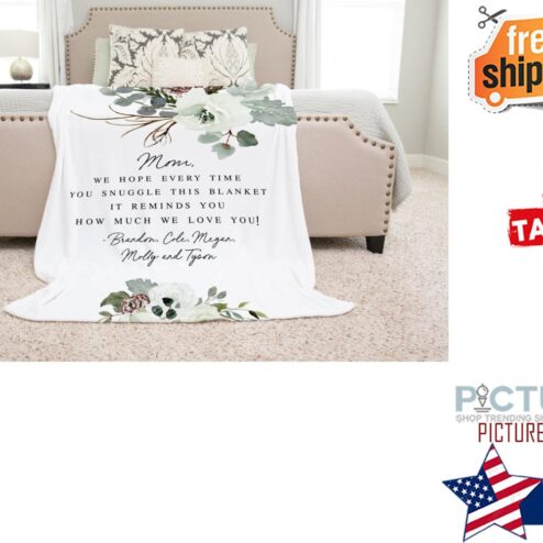 Gift from Kids, Grandma Quote, Custom Quote Blanket, Christmas Blanket, Christmas Present, Floral Style Blanket