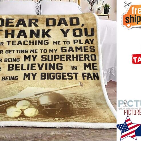 Gifts For Dad From Daughter Baseball Dear Dad Sherpa Fleece Blanket