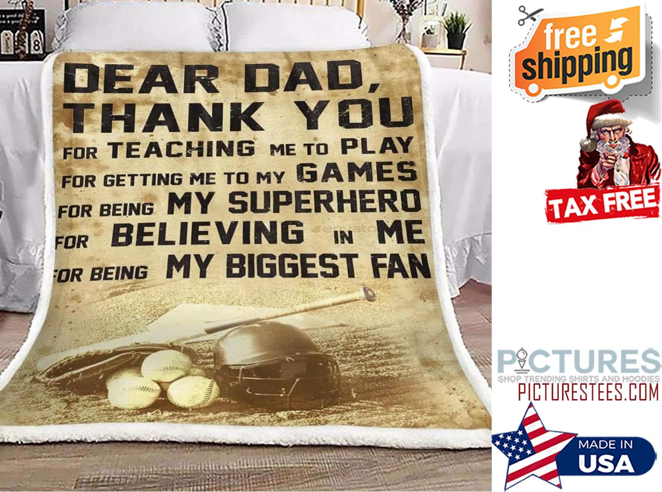 Gifts For Dad From Daughter Baseball Dear Dad Sherpa Fleece Blanket