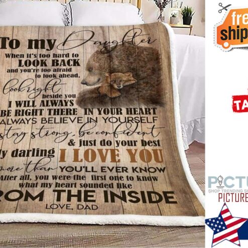 Gifts For Dad From Son Bearo My Daughter My Darling Love Dad Sherpa Fleece Blanket