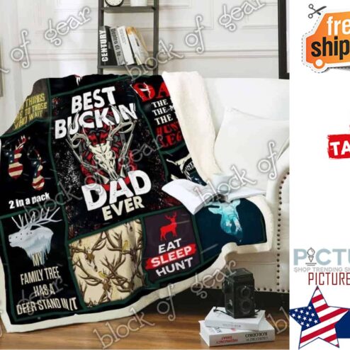 Gifts For Dad From Son Best Buckin Dad Ever Deer Eat Sleep Hunt Hunting Blanket