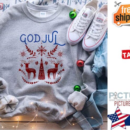 God Jul Merry Christmas Swedish Scandinavian Style Folk Art Shirt