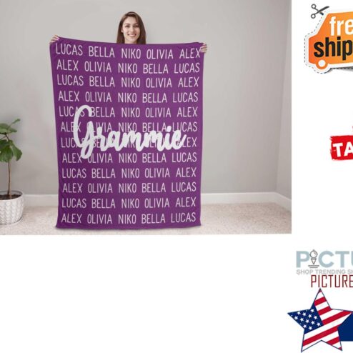 Grammie Blanket, Grammie Gift For Grandma From Granddaughter Grandkids Names, Fleece Blanket