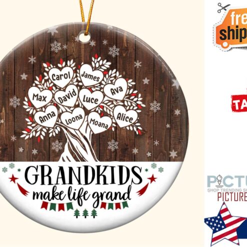 Grandkids Make Life Grand Personalized Ceramic Ornament