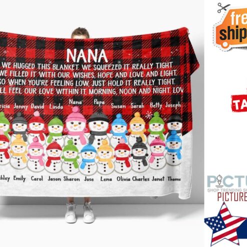 Grandparents & Grandkids Snowmen Personalized Blanket