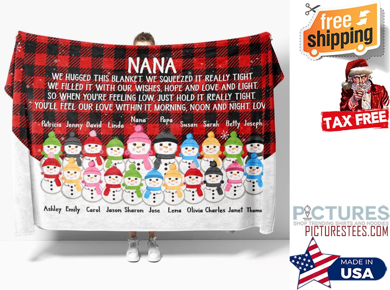 Grandparents & Grandkids Snowmen Personalized Blanket