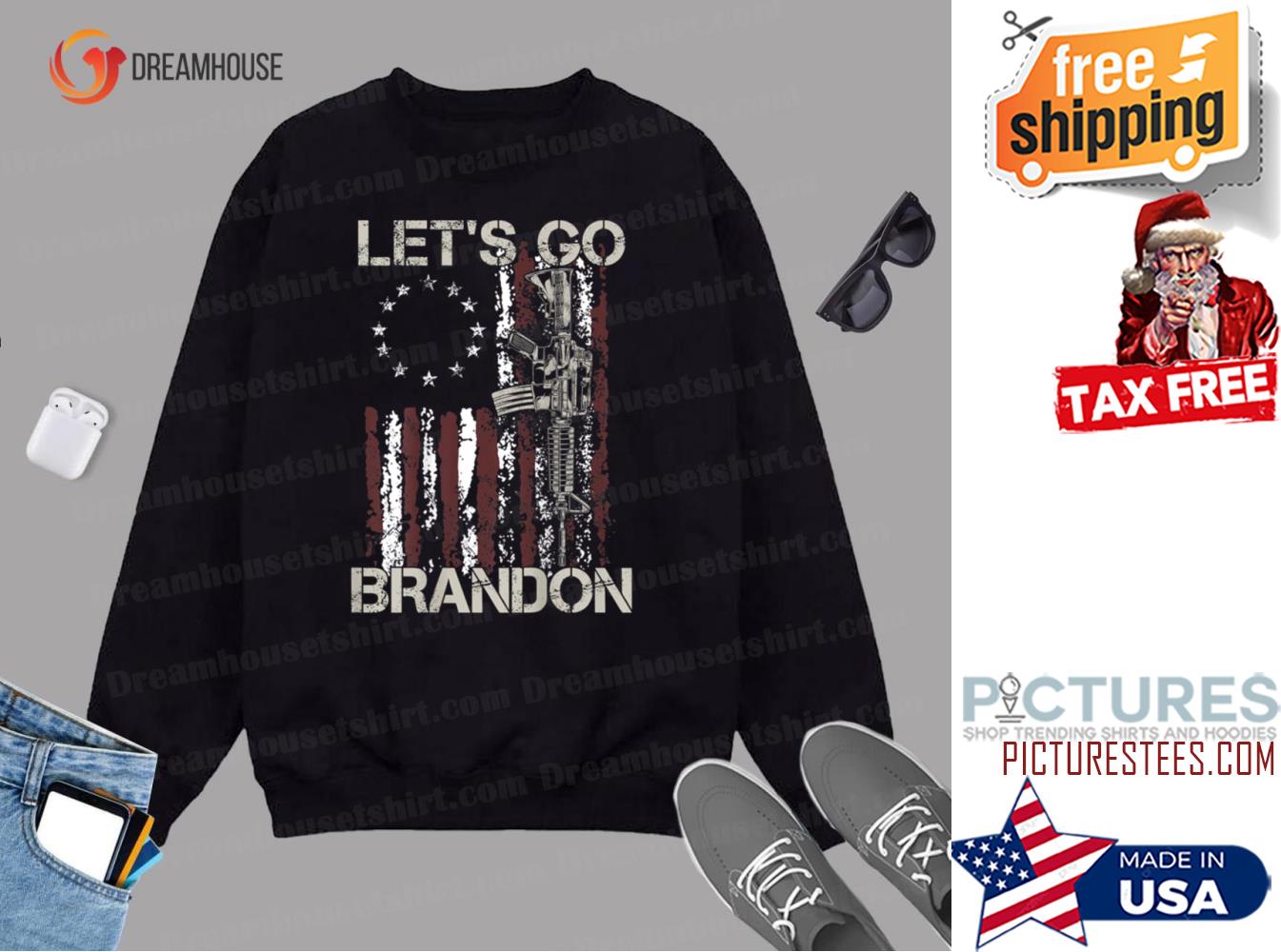 Gun American Flag Patriots Let’s Go Brandon Sweatshirt
