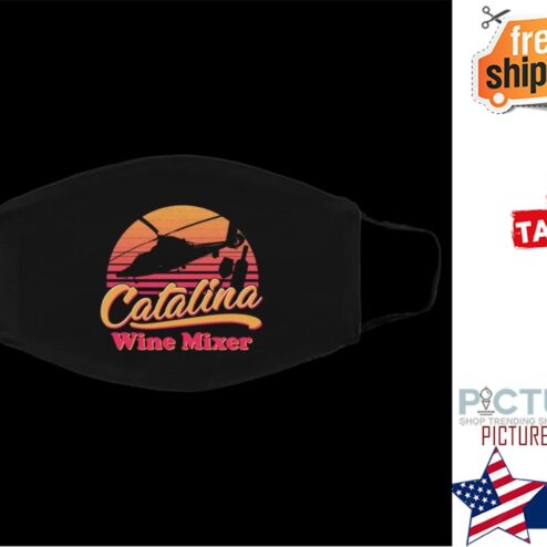 Helicopter sunset Catalina Wine Mixer vintage face mask