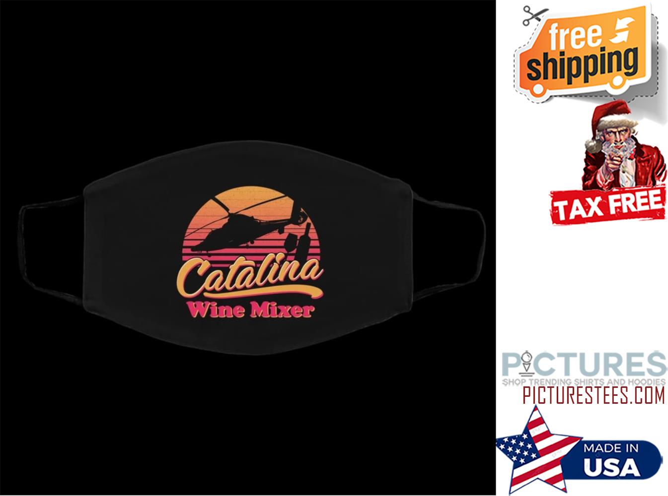 Helicopter sunset Catalina Wine Mixer vintage face mask