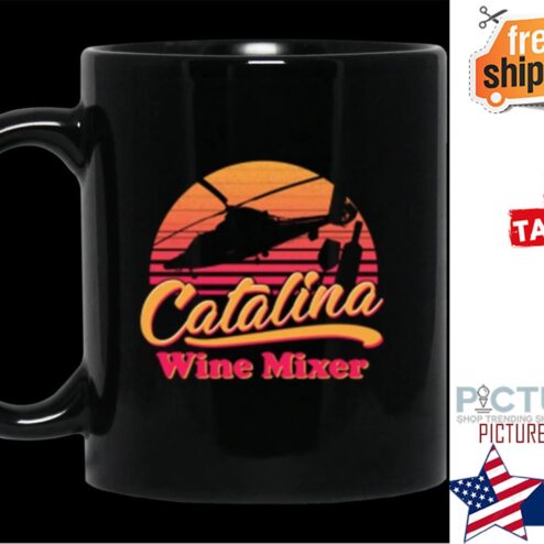 Helicopter sunset Catalina Wine Mixer vintage mug