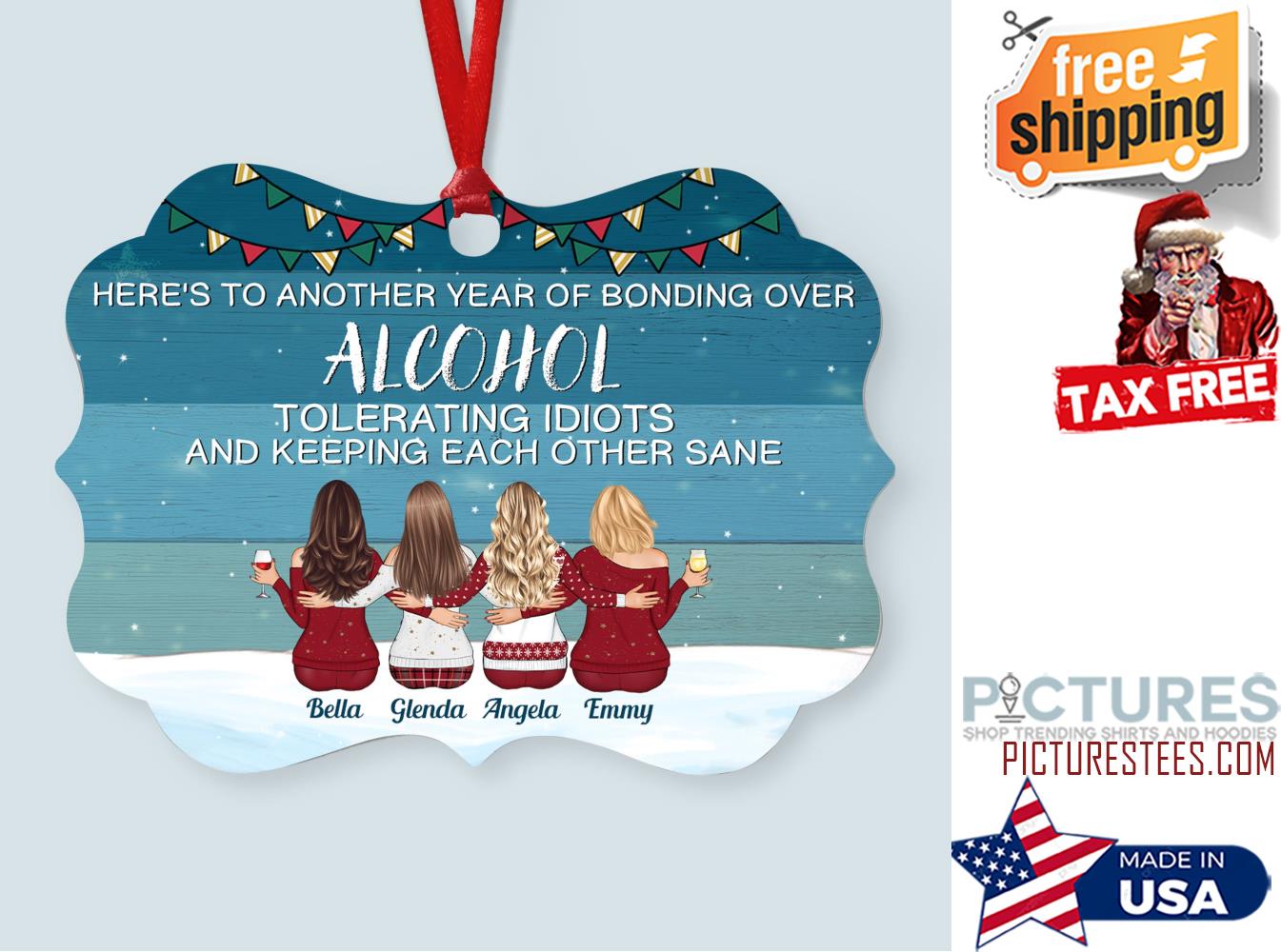 Here s To Another Year 2 Personalized Aluminum Ornament