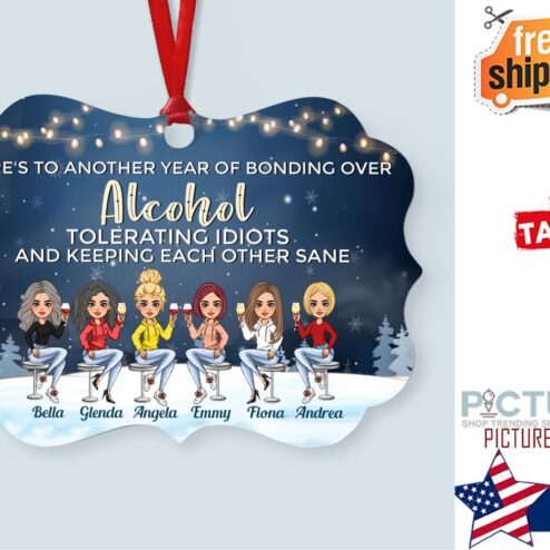 Here s To Another Year Chibi Personalized Aluminum Ornament