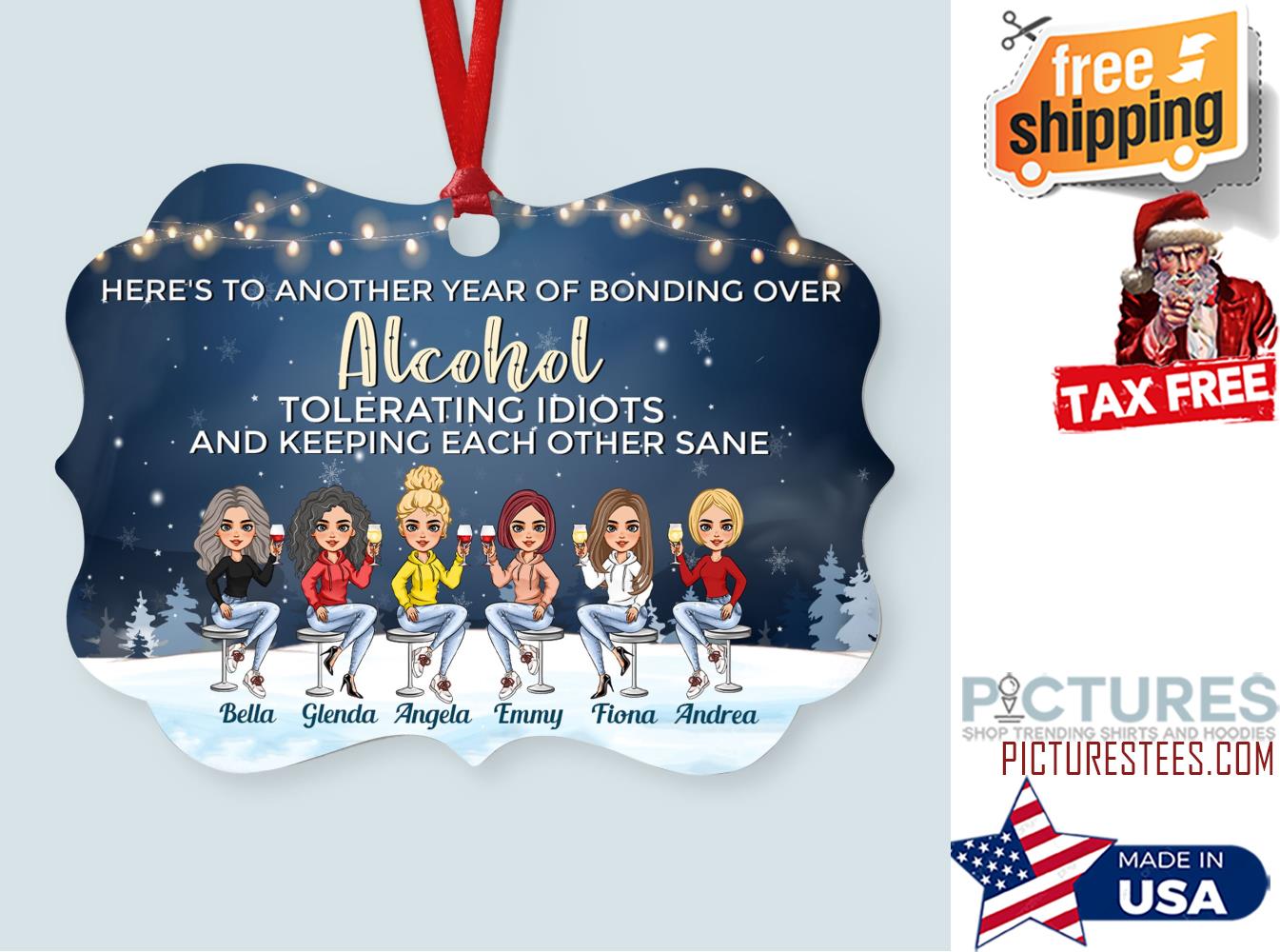 Here s To Another Year Chibi Personalized Aluminum Ornament