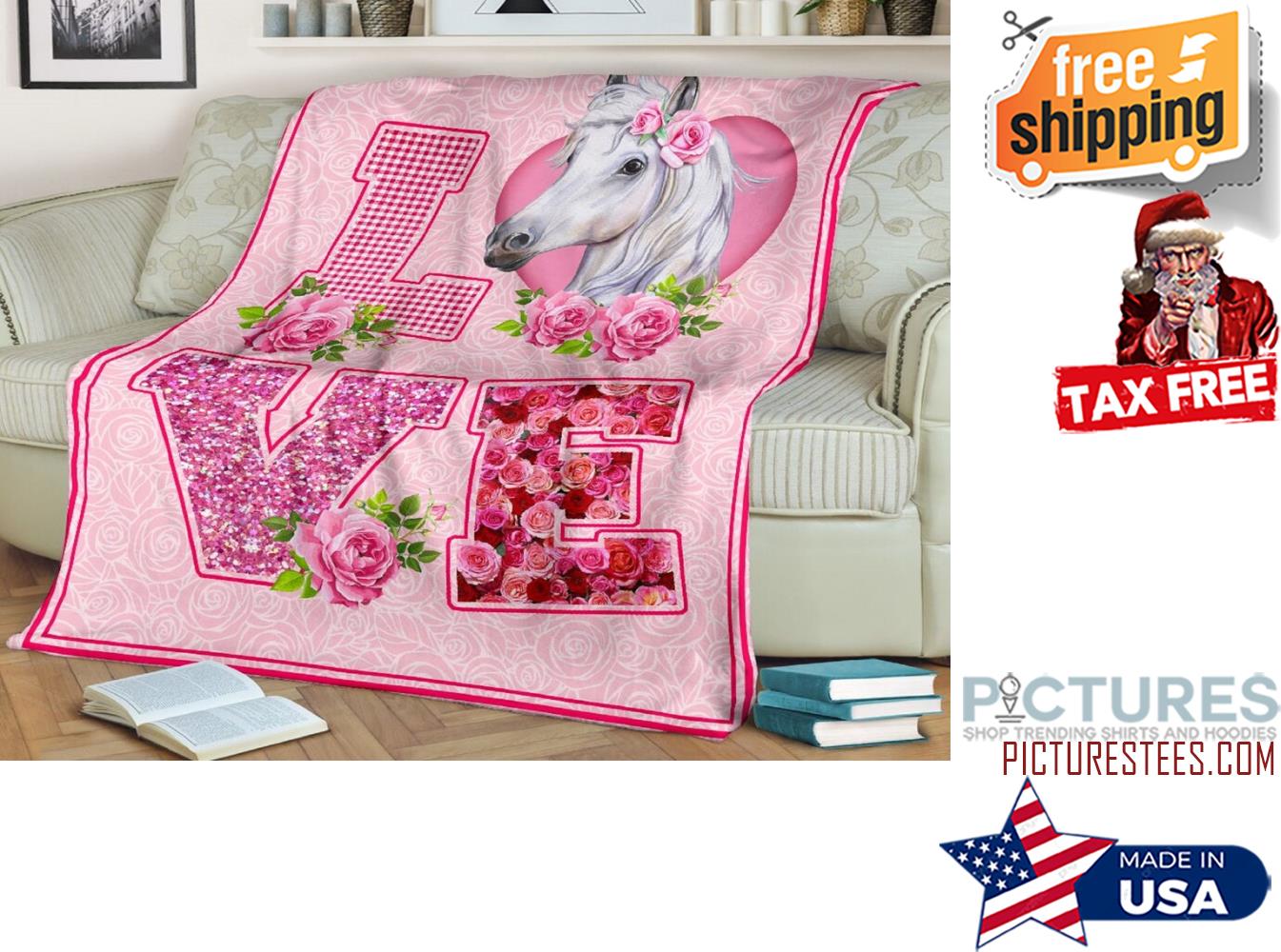 Horse rose blanket love