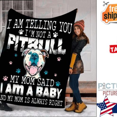 I Am Telling You Im Not A Pitbull Sherpa Fleece Blanket christmas blanket christmas Pitbull gift Pitbull blanket Pitbull lover blanket
