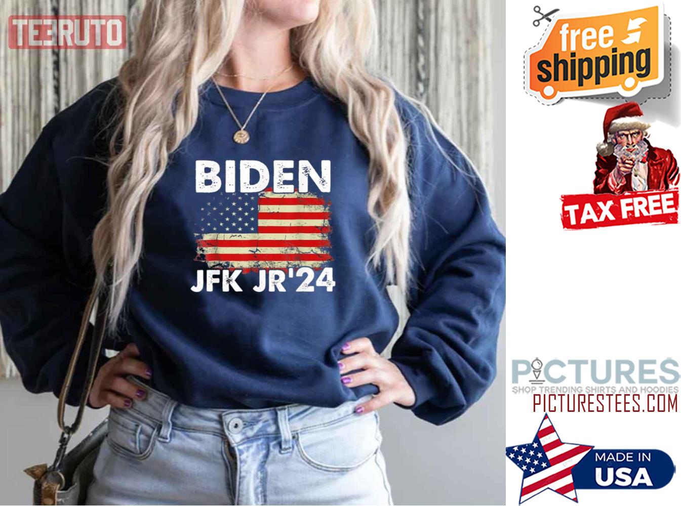 Joe Biden JFK Jr 24 Vintage America Flag Sweatshirt