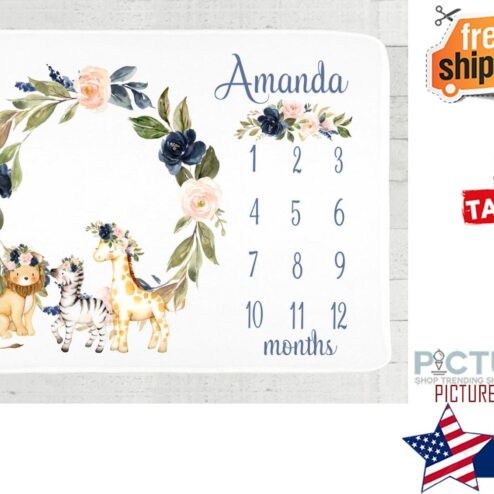 Jungle Animals Milestone Blanket  Baby Blanket