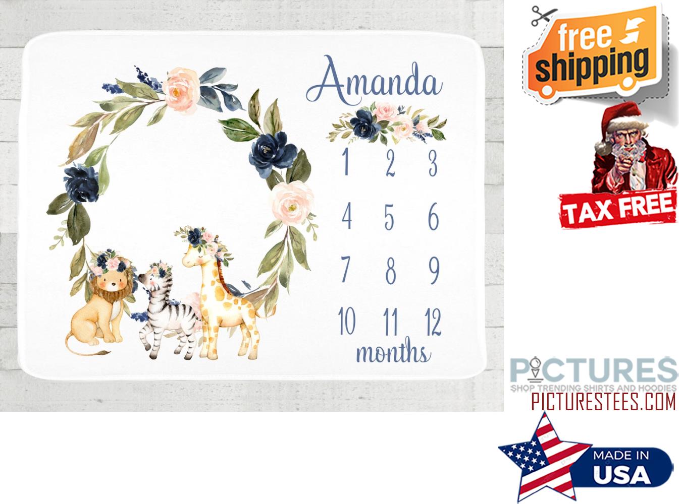Jungle Animals Milestone Blanket Baby Blanket