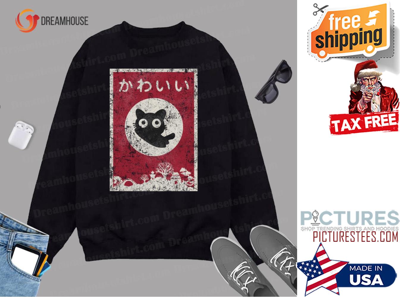 Kawaii Cat Japanese Black Anime Cat Sweatshirt