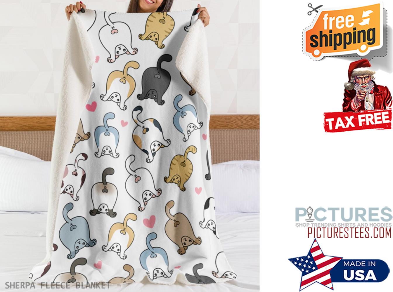 KITTEN BUTTS BLANKET Cat Butt Blanket Cat Breeds Blanket Soft Fleece Blanket Funny Animals Blanket