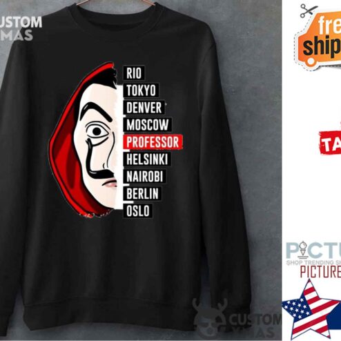 La Casa De Papel Iconic Mask Characters Name Money Heist Netflix Sweater