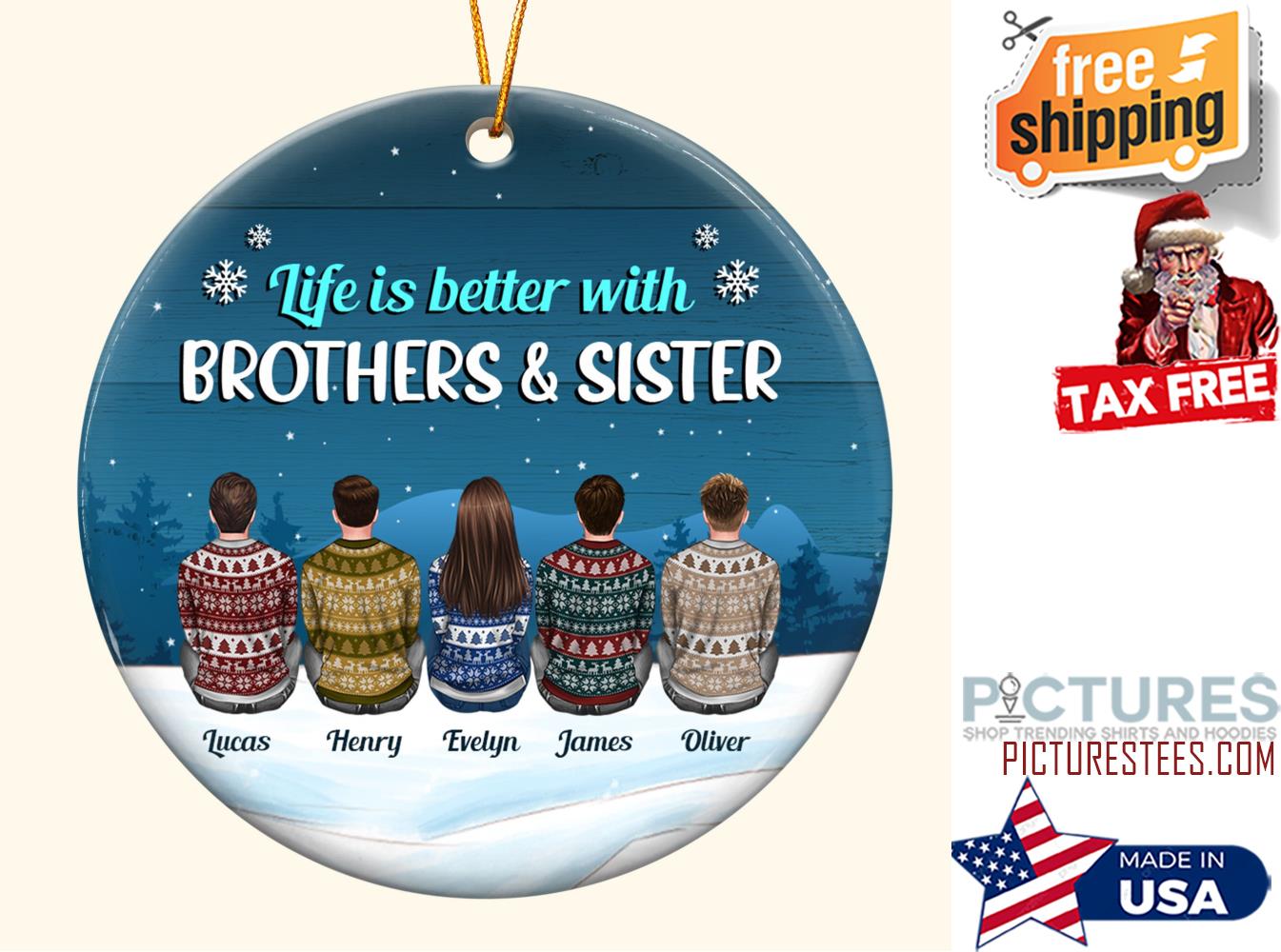 Life Is Better With Brothers and Sisters Personalized Ceramic Ornament