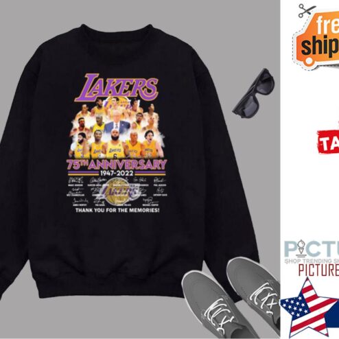 Los Angeles Lakers 75th Anniversary 1947 2022 Signatures Thank You For The Memories Shirt