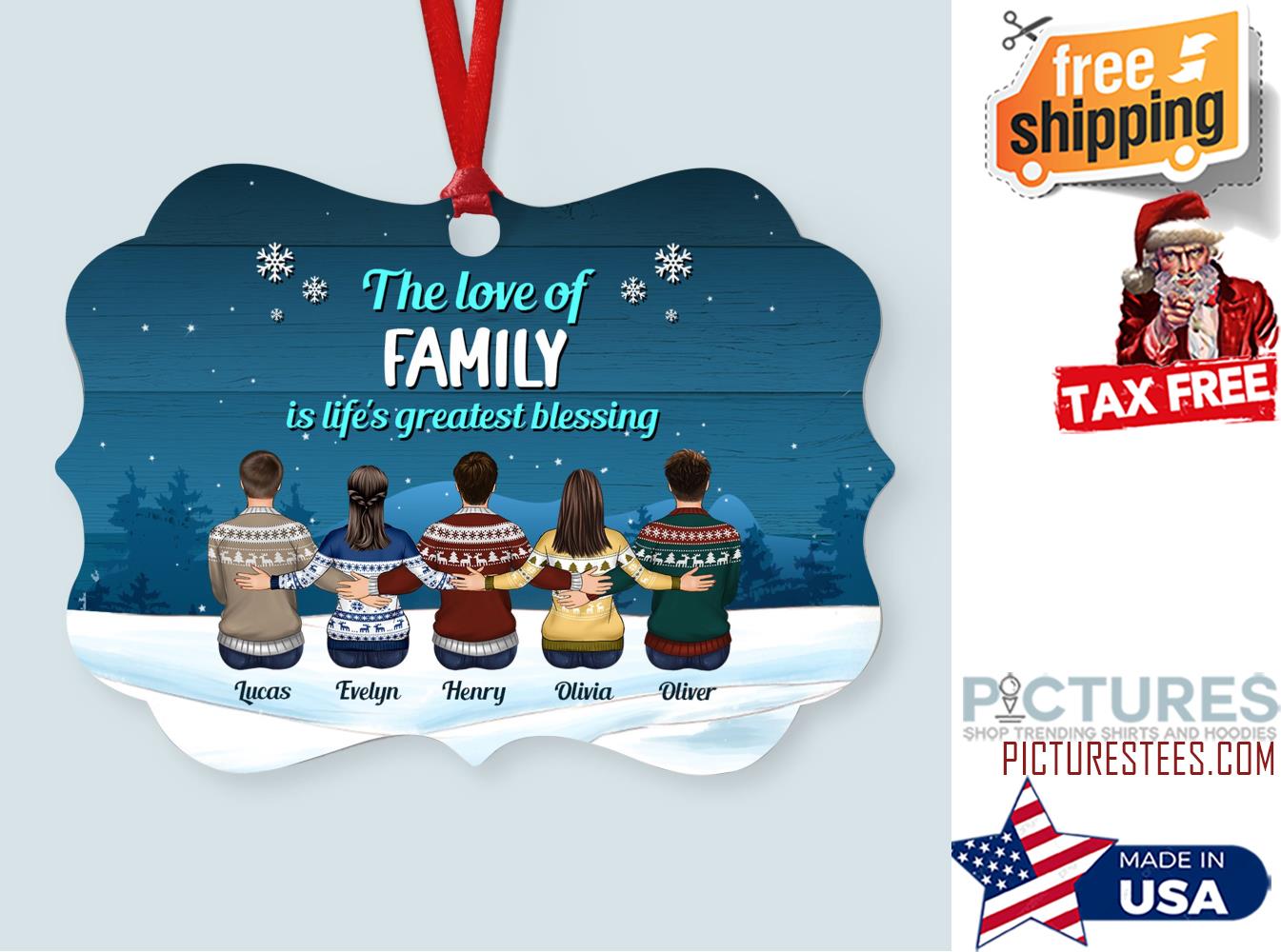 Love Family Forever Personalized Aluminum Ornament
