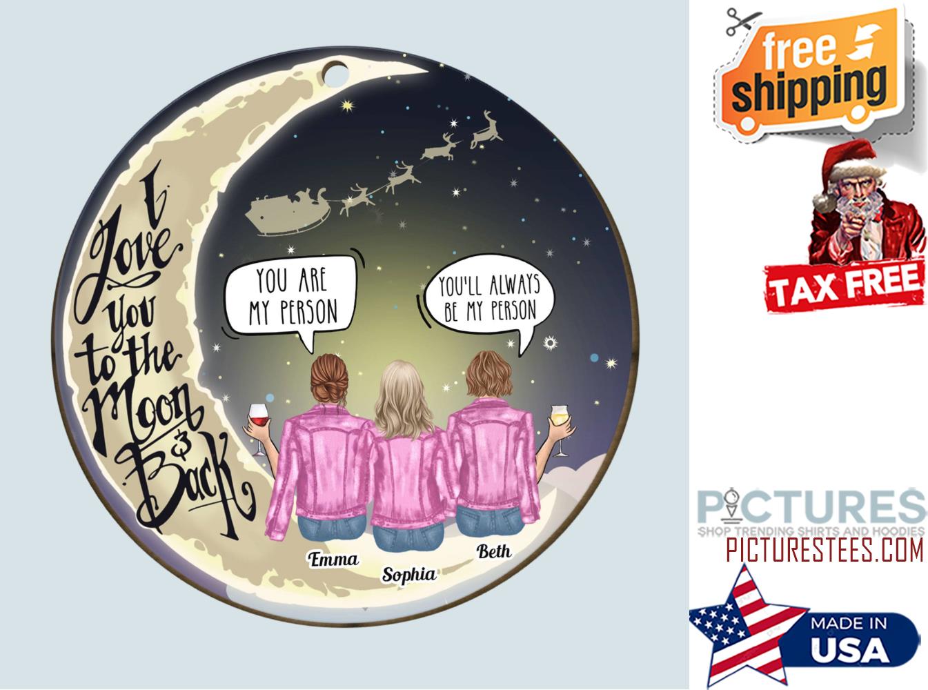Love You To The Moon Personalized Ornament