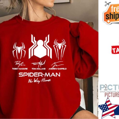 Marvel Three Spider man No Way Home Logo Signatures Shirt