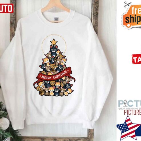 Meowy Christmas Cat Xmas Kitten Shirt