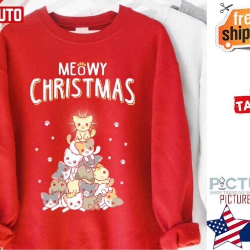 Meowy Christmas Holiday Kitten Lover Shirt