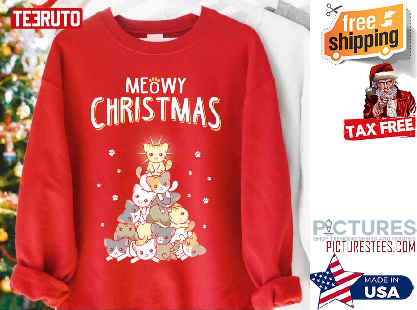 Meowy Christmas Holiday Kitten Lover Sweatshirt