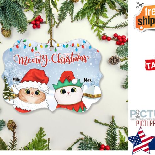 Meowy Christmas Personalized Aluminum Ornament