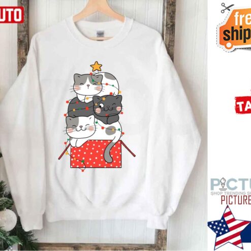 Meowy Christmas Tree Cat Lover Shirt